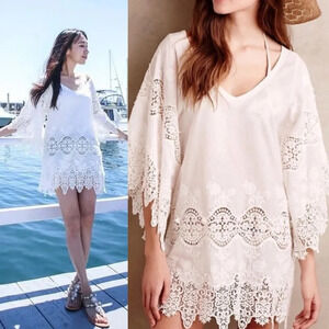 Anthropologie Eberjey Castaway Lace Top Coverup White Sz S/M